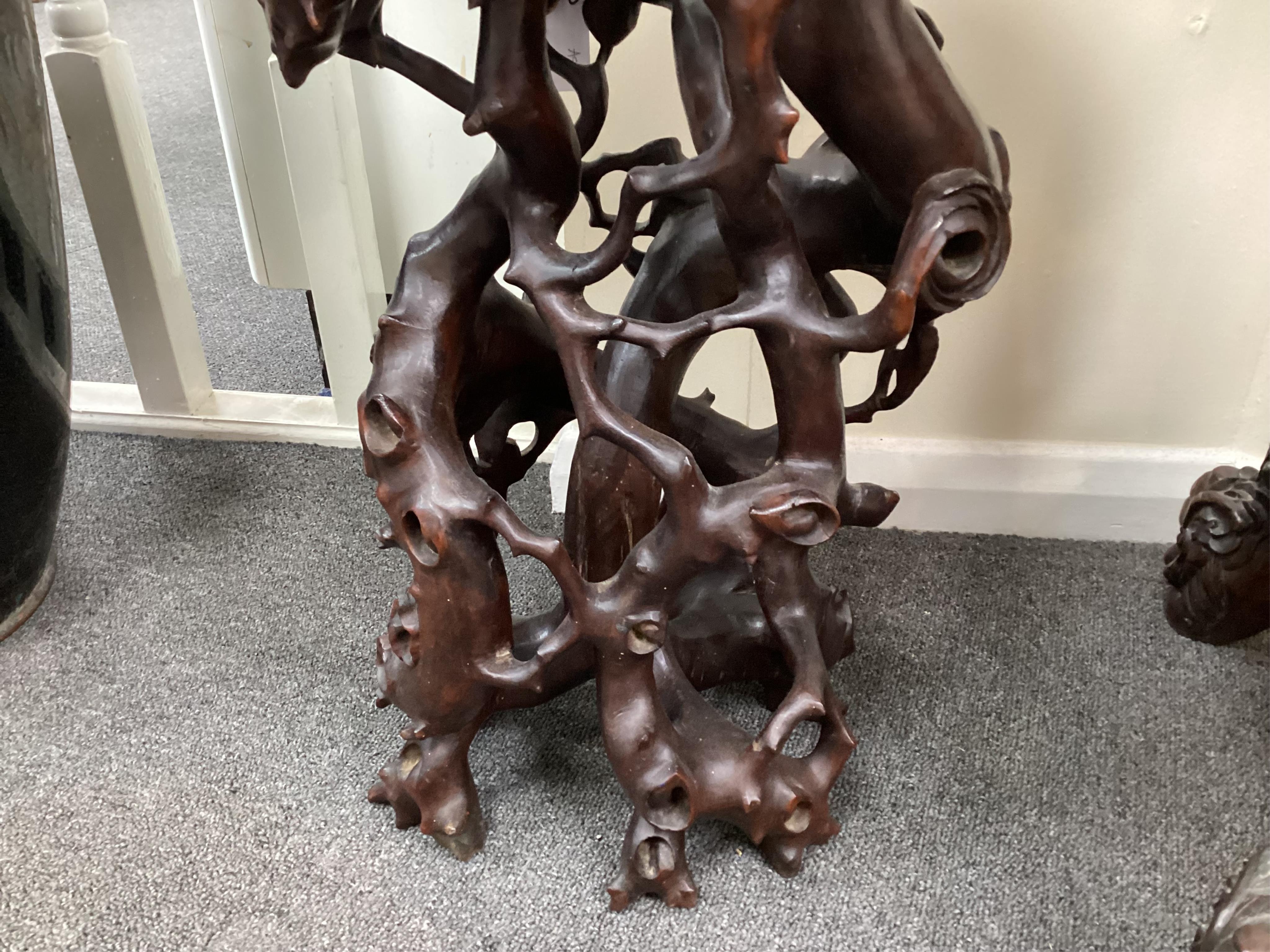 A Chinese rootwood tiered stand, 19th century